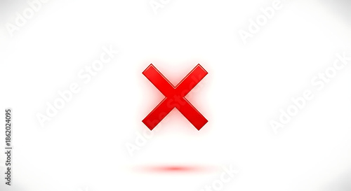 A large red X symbol on a white background with a subtle glow effect