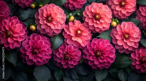 Wallpaper Mural Dahlia flowers in vibrant pink and coral Torontodigital.ca