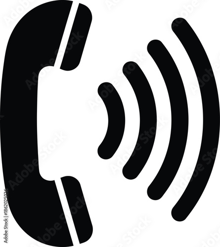 Telephone Handset with Sound Waves Icon for Communication