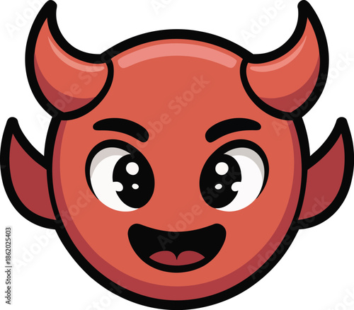 Playful Cartoon Devil Emoji Vector Graphic Illustration for Halloween Designs and Humorous Expressions ...