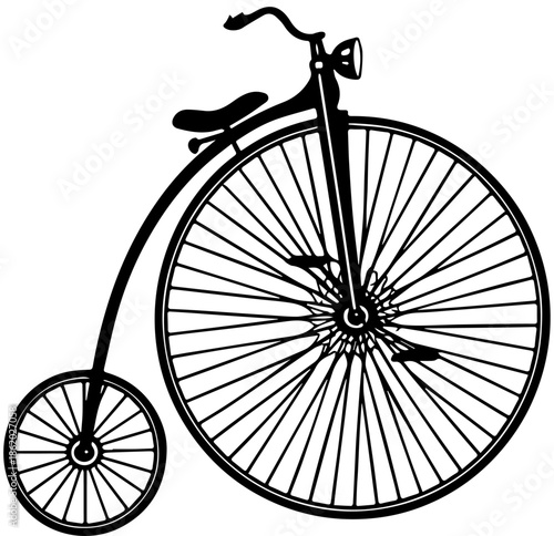 Vintage Penny Farthing High Wheeler Bicycle Antique Vector Art