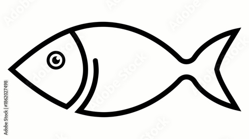 Fish Outline Icon Vector – Minimal Black and White Marine Symbol for Aquatic Life, Seafood, Nature, Education, Signage, and Graphic Design Projects