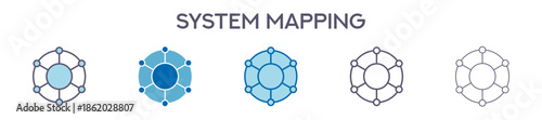 System Mapping Element For Design Graphic - Multi Styles. Vector Illustration Of Two Colored And Black. Multiple Icons Designs Can Be Used For Mobile, Ui, Web 