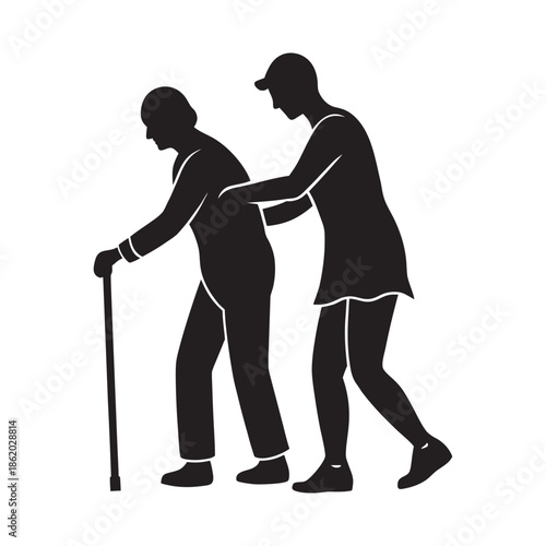 Caregiver Assisting Elderly Walking With Support