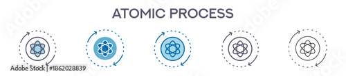 Atomic Process Element For Design Graphic - Multi Styles. Vector Illustration Of Two Colored And Black. Multiple Icons Designs Can Be Used For Mobile, Ui, Web 