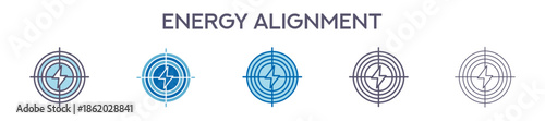 Energy Alignment Element For Design Graphic - Multi Styles. Vector Illustration Of Two Colored And Black. Multiple Icons Designs Can Be Used For Mobile, Ui, Web 