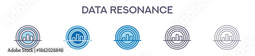 Data Resonance Element For Design Graphic - Multi Styles. Vector Illustration Of Two Colored And Black. Multiple Icons Designs Can Be Used For Mobile, Ui, Web 