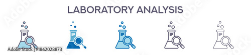 Laboratory Analysis Element For Design Graphic - Multi Styles. Vector Illustration Of Two Colored And Black. Multiple Icons Designs Can Be Used For Mobile, Ui, Web 
