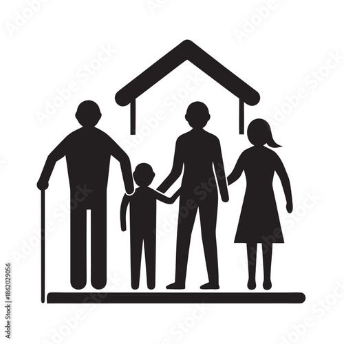 Family Visiting Elderly Together At Home