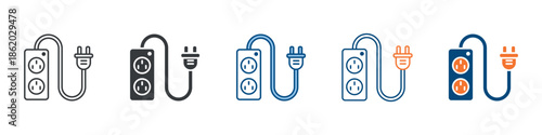 Extension Cord Icon Set Multiple Style Collection 
