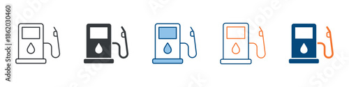 Gas Station Icon Set Multiple Style Collection 