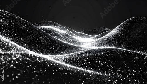 Abstract black and white wavy lines pattern.