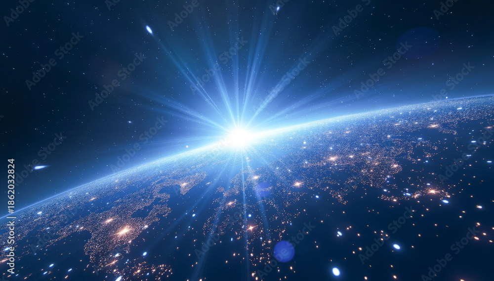 Obraz premium digital planet earth view from space abstract background