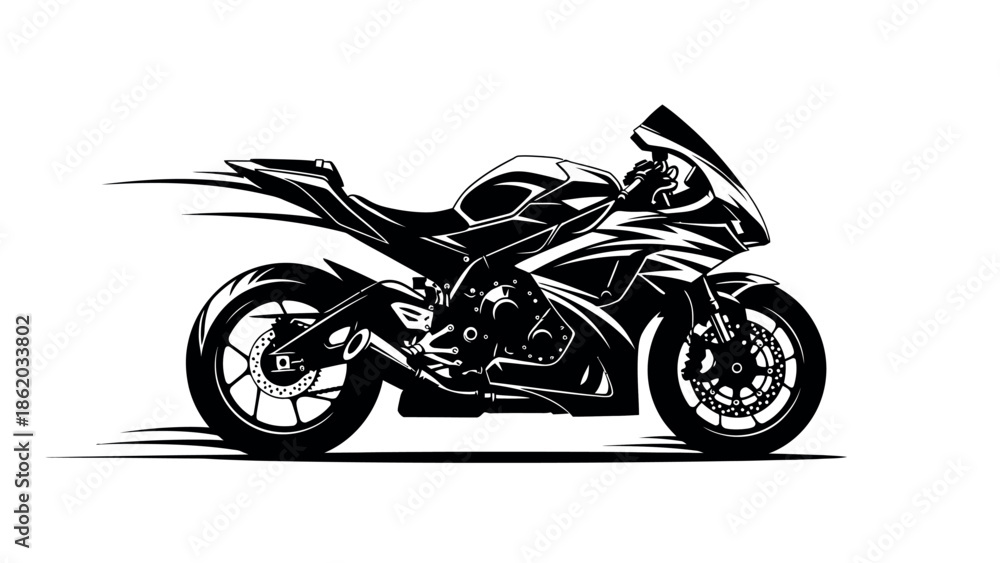 Obraz premium Revving Up Adventure: A sleek, dynamic motorcycle embodies speed and freedom, capturing the spirit of open roads and exhilarating rides. 