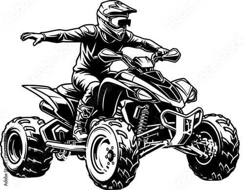 Quad Bike Adventure: A person clad in safety gear fearlessly navigates rugged terrain on a robust quad bike, capturing the essence of adventure and outdoor pursuits.