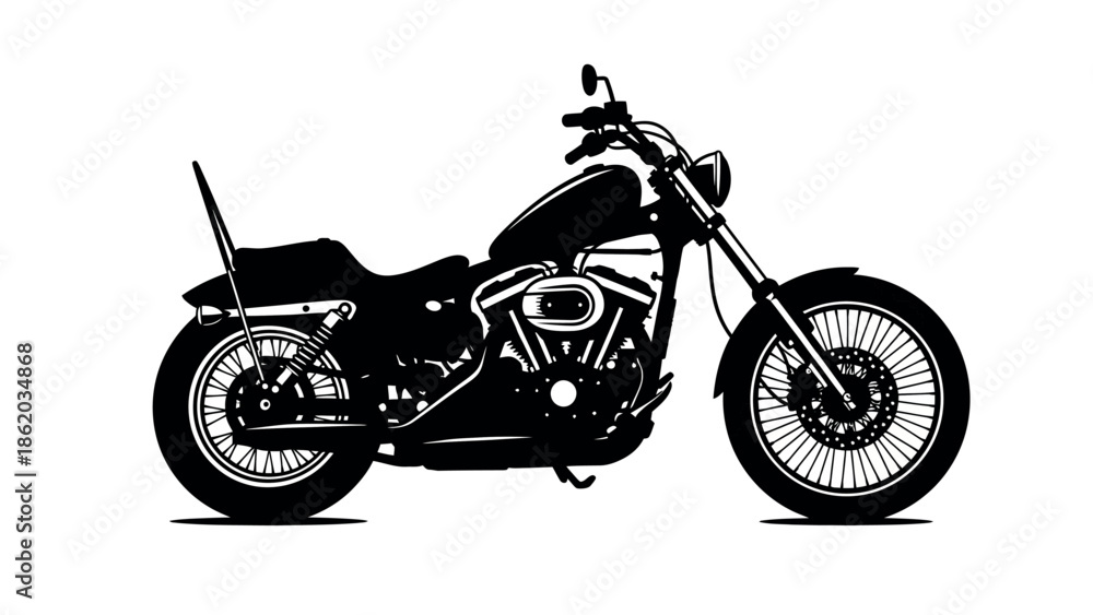 Obraz premium Vintage Motorcycle Silhouette: A sleek, classic motorcycle silhouette, showcasing the raw power and timeless appeal of the open road and individual freedom.
