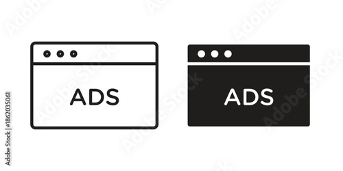 Ad icons vector. Line and glyph design with editable stroke