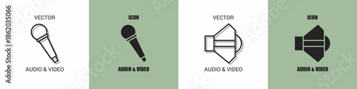 Audio and video icon line. Audio and video vector illustration.