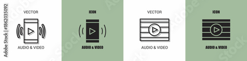 Audio and video icon line. Audio and video vector illustration.