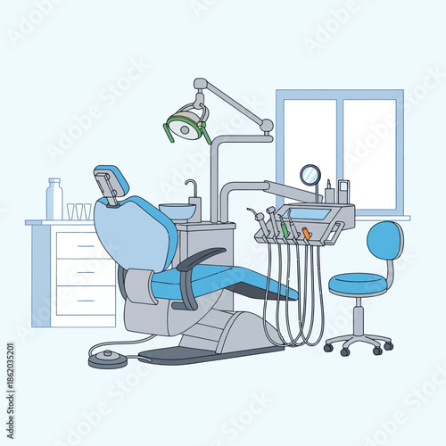 Dental Chair and Equipment in Clinic.