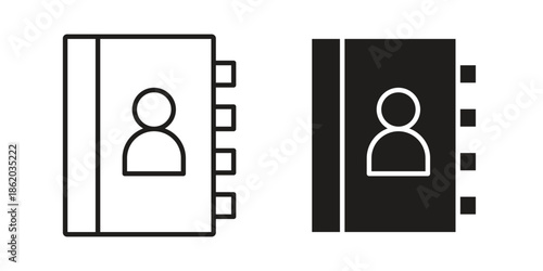 Address book icons vector. Line and glyph design with editable stroke