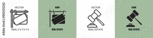Real estate icon line. Real estate vector illustration.