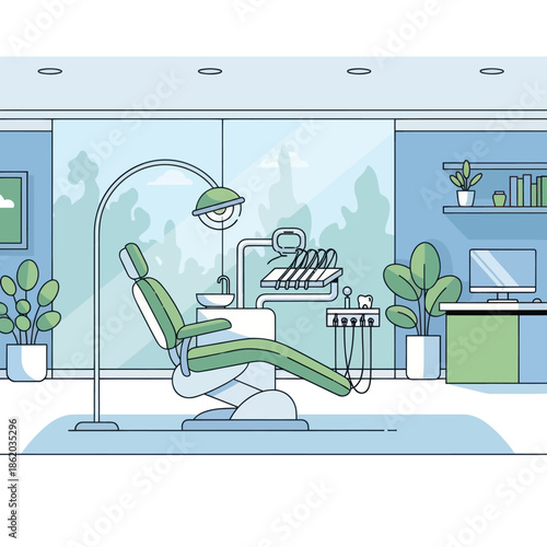 Dental chair in a modern clinic.
