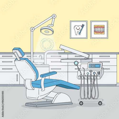 Dental Chair and Equipment in Clinic.