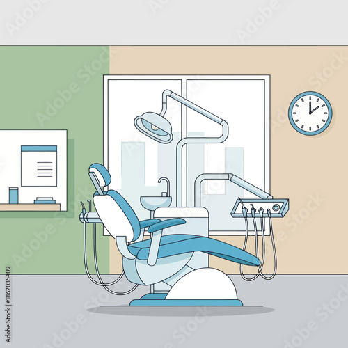 Dental Chair in Modern Dentist Office.