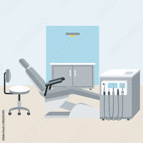 Dental Equipment and Chair in Clinic Office.