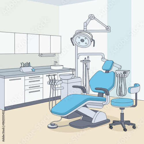 Dental Chair and Equipment in Clinic.