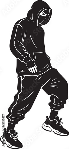 Young person in casual streetwear isolated on white background