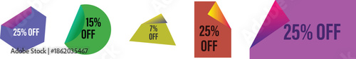 Discount labels and tags with various shapes and colors