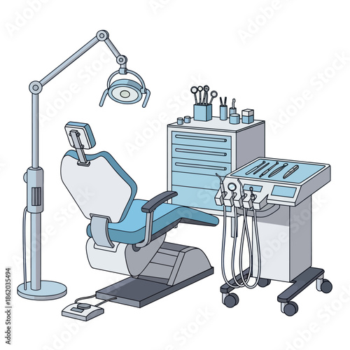 Dental Chair and Equipment in Clinic.