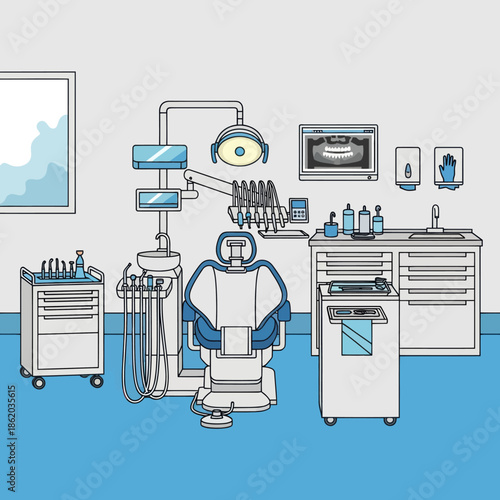 Dentist Chair and Equipment in Clinic.