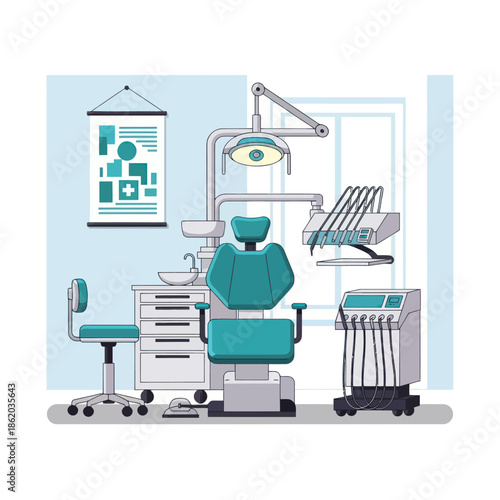 Dental Chair and Equipment in Clinic.
