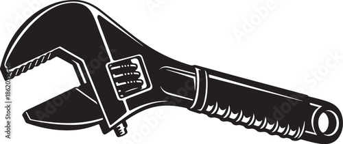 Adjustable wrench isolated on white background