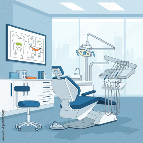 Dental Chair and Equipment in Clinic.
