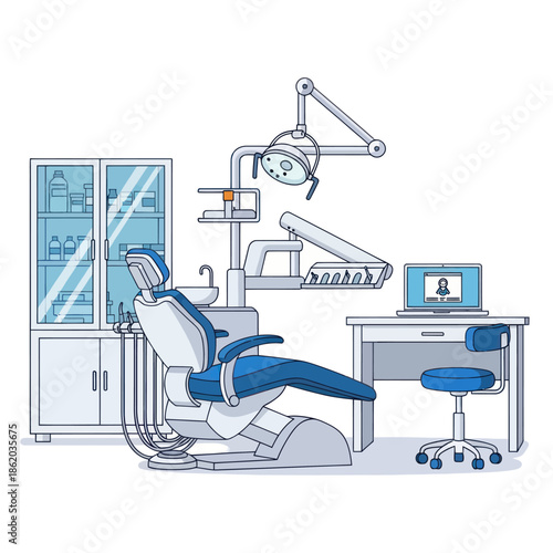 Dental Chair and Equipment in Clinic.