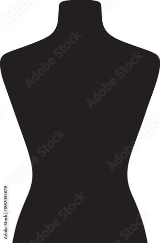 Black mannequin torso isolated on white background