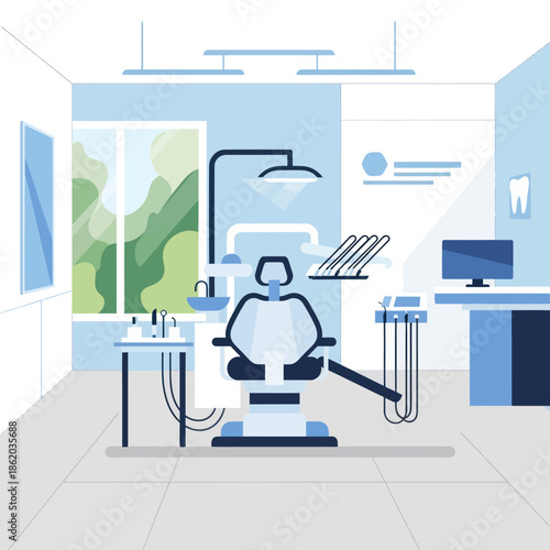 Dentist Office Chair and Medical Equipment.