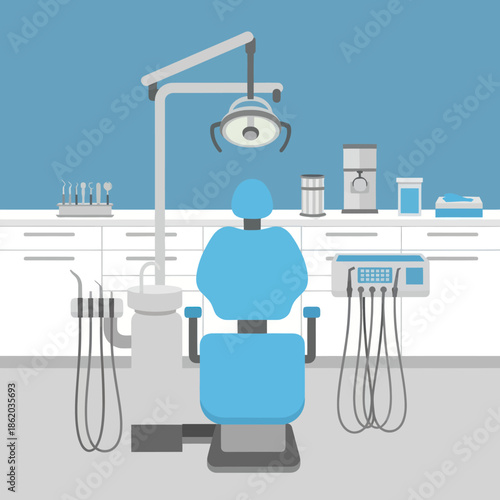 Dentist Chair with Medical Equipment.
