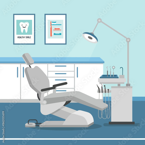 Dental Chair and Equipment in Clinic.