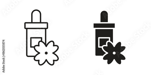 Bach flowers icons vector. Line and glyph design with editable stroke