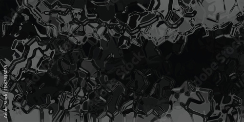 Dark abstract textured background with a glossy, liquid-like surface resembling molten metal or dark viscous fluid with irregular shapes and reflective highlights for moody design concepts