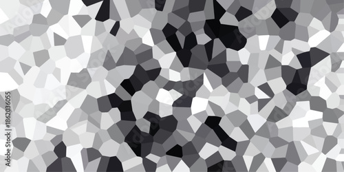 Dense Mosaic of Irregular Polygons in Black, White, and Gray Tones, Creating a Textured Abstract Geometric Surface