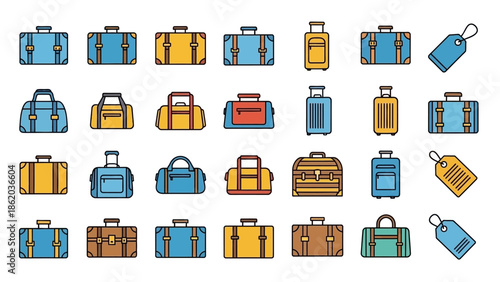 Assorted Cartoon Suitcases and Luggage Tags.