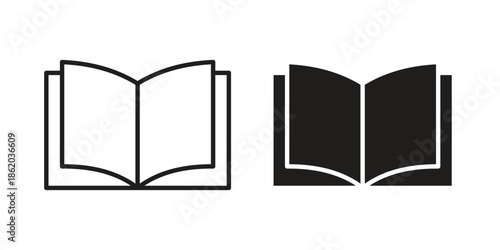 Book icons vector. Line and glyph design with editable stroke
