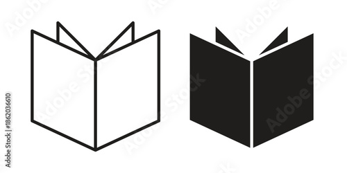 Book open icons vector. Line and glyph design with editable stroke