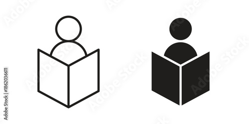 Book open reader icons vector. Line and glyph design with editable stroke